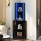 Black 5-Tier Corner Shelf with Led Light, Wooden Open Corner Cabinet, Corner Bookshelf Bookcase Stand Storage Rack for Living Room, Home Office, Kitchen, Small Space